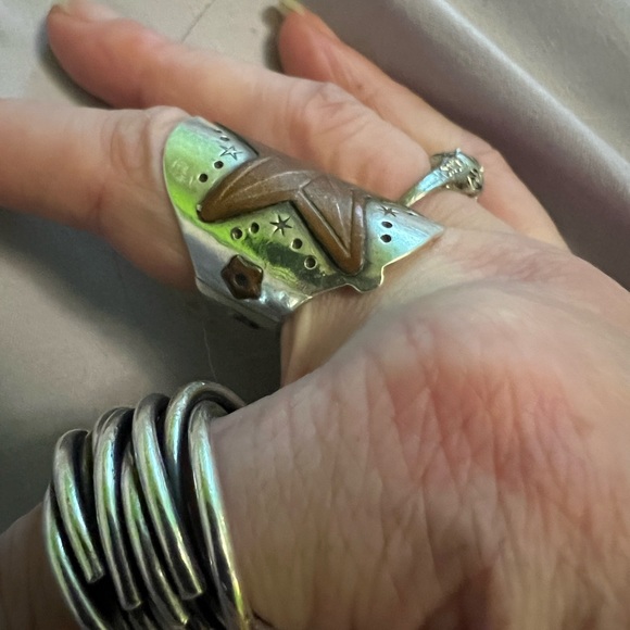 Artisan Custom Made Sterling Silver and Copper Saddle Ring size 6.5-7 - Picture 6 of 6